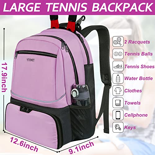 Ytonet Tennis Bag Tennis Backpack for Women Men 2 Rackets with Insulated Pocket Ventilated Shoe Compartment - color: Purple