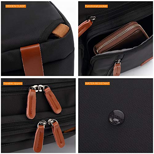CoolBELL Convertible Backpack Messenger Shoulder Bag Laptop Case Handbag Business Briefcase Multi-Functional Travel Rucksack Fits 17.3 Inch Laptop for Men/Women (Black) - color: Black, size: 17.3 Inches