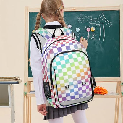 ALAZA Rainbow Checkered Laptop Backpack Purse for Women Men Checker Travel Bag Casual Daypack with Compartment & Multiple Pockets - color: Checkered