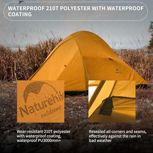 Naturehike Cloud Up 1 Person Tent, Lightweight Backpacking Tents for One Man, Waterproof Ultralight One Person Tent for Camping Hiking Backpacking - color: Bright Orange