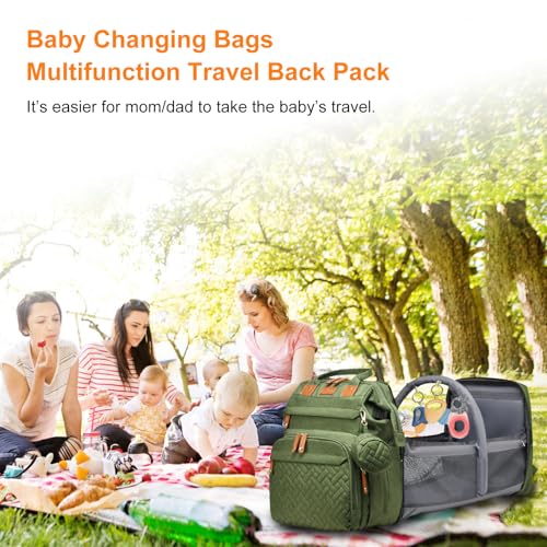 Astro alan Baby Diaper Bags with Changing Station, Waterproof Diaper Bag Backpack for Moms Dads with USB Charging Port, Baby Shower Gifts, Large Capacity diaper backpack, Green - color: Green