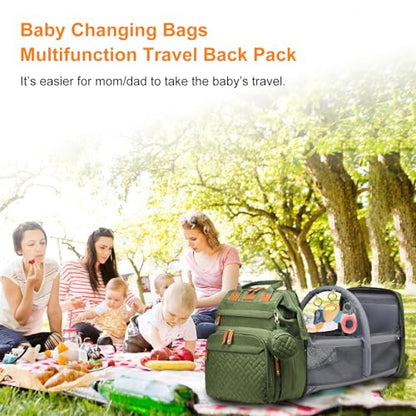 Astro alan Baby Diaper Bags with Changing Station, Waterproof Diaper Bag Backpack for Moms Dads with USB Charging Port, Baby Shower Gifts, Large Capacity diaper backpack, Green - color: Green