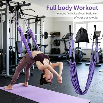 2026 New Adjustable Yoga Stretching Strap with Door Anchor, Multi-Functional Leg & Back Flexibility Trainer for Pilates, Aerial Yoga, Splits, Dance, Gymnastics, Physical Therapy