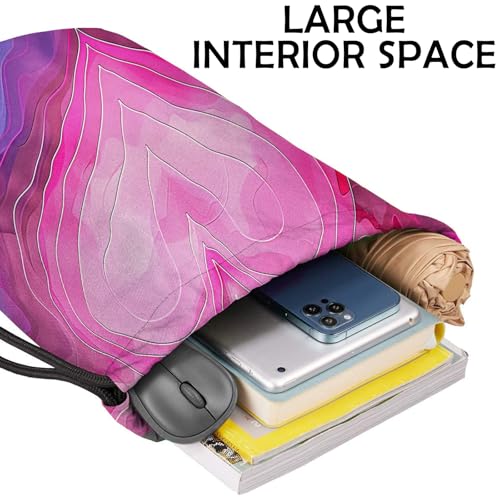 Drawstring Backpack Draw String Bag Waterproof for Sports Gym Beach Travel Cute Aesthetic Sackpack Men Women (13"×17")-Dark Pink - color: S-22-pink