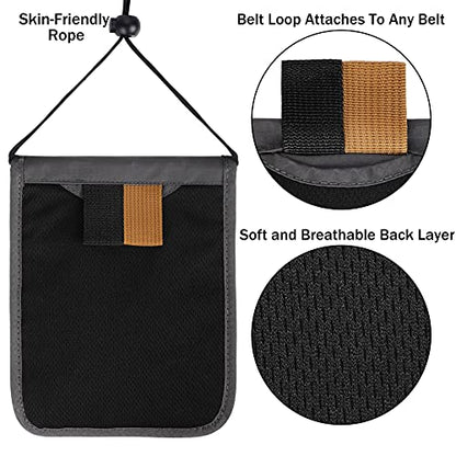 Travel Pouch Neck Wallet Family Passport Holder Organizer Case with RFID Blocking | Family Passport Holder - color: Dark Grey