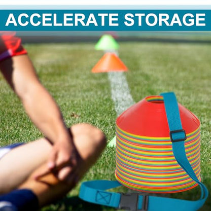 6.5 Feet Strap Cone Carrier Sport Cone Carrying Strap Adjustable Agility Disc Cone Strap Carrier for Storage & Travel with Quick Snap Closure - color: Blue