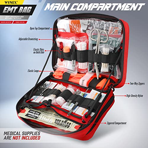 WYNEX Tactical Large Admin Pouch of Double Layer Design, Molle EDC EMT Utility Pouch with Map Sleeve Modular Tool Pouch Large Capacity Flag Patch Included - color: Red
