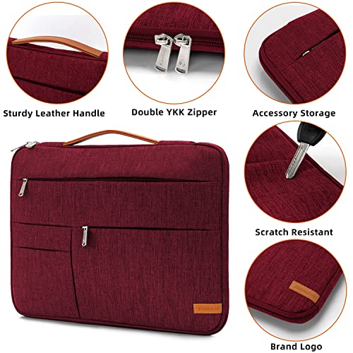 KINGSLONG 14 inch Laptop Sleeve Bag, Slim Shockproof Handbag, Computer Carrying Case Cover Compatible with MacBook Air/Pro, Acer Asus Dell HP Red - color: Red, size: 14 inch