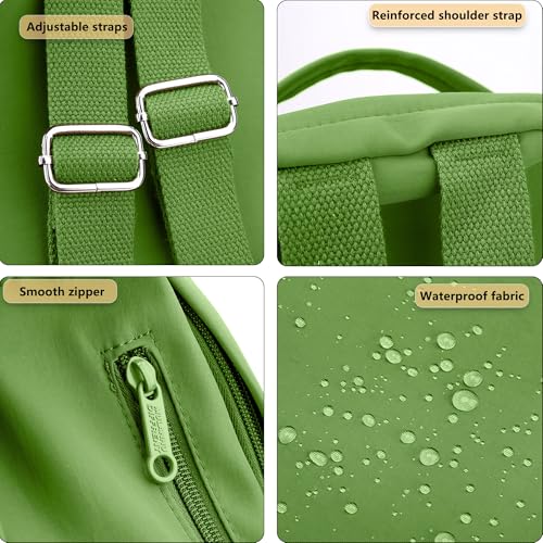 Mini Nylon Women Backpacks,Small Ladies backpacks Casual Lightweight Shopping Travel Daypack (Green) - color: Green