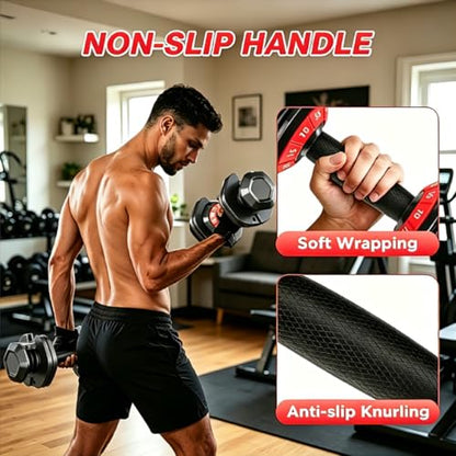 Adjustable Dumbbell Set, All in One Weights Dumbbell with Non-Slip Handle, 1 Hand Quick Adjust weight set for Home Gym - color: 55lb Pair