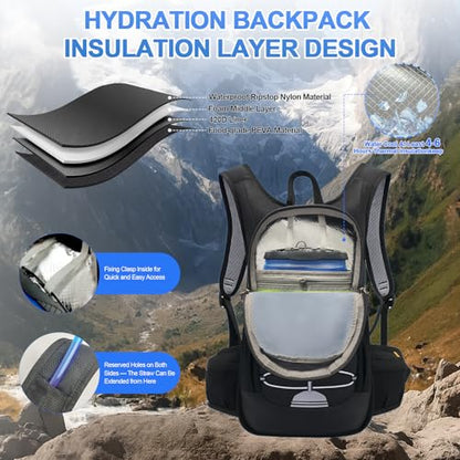 20L Hydration Backpack Pack with 2L Water Bladder Lightweight Hiking Backpack for Women Men, Adjustable Chest Straps Running Hydration Vest for Hiking, Cycling, Climbing - color: Black