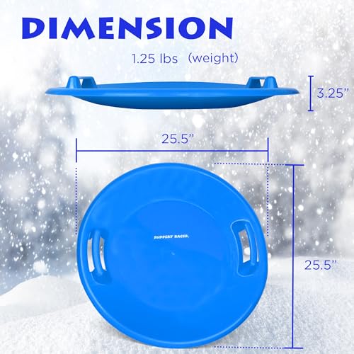 Slippery Racer Heavy-Duty Cold Resistant Downhill Pro Adults and Kids Plastic Outdoor Winter Saucer Disc Snow Sled with Handles - size: 1 PACK, style: Blue