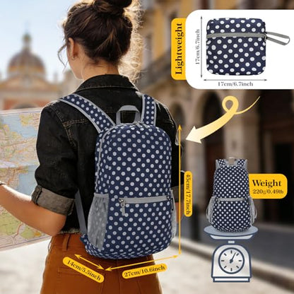 ZOMAKE Ultra Lightweight Hiking Backpack 20L, Packable Small Backpacks Water Resistant Daypack for Women Men(Blue, White Polka Dot) - color: Blue, White Polka Dot