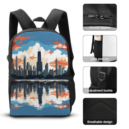 Travel Laptop Backpack Slim Durable Lightweight Back Pack Cute Cityscape Small Backpack For Women Men - color: Cityscape