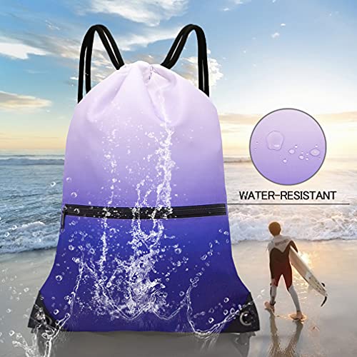 HOLYLUCK Drawstring Backpack Bag Sport Gym Sackpack - color: Gradient Purple