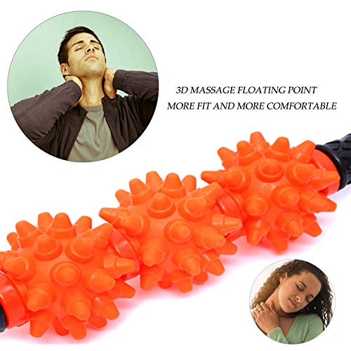 Muscle Roller Stick, Spiky Massage Stick Muscle Roller Deep Tissue Muscle Relaxation Massager Relief Muscle Soreness/Cramping and Tightness with Adjustable Handle for Back/Legs/Shoulder