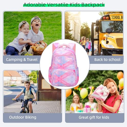 MITOWERMI Kids Backpack for Girls Elementary School Bags Backpacks for Girls Children Bookbags Primary Kindergarten Backpack Pink Geometric - color: Plaid Pink