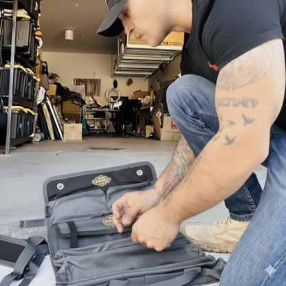The Ryker Bag Black Pro Tool Roll – Heavy-Duty Canvas Roll-Up Tool Organizer w/detachable pouches for Bolts, Sockets & Small Power Tools for Electricians, Plumbers, HVAC Techs & DIY Professionals - style: Black PRO