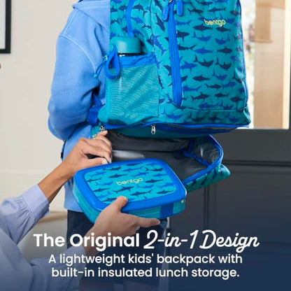 Bentgo Kids 2-in-1 Backpack & Insulated Lunch Bag - Durable 16” Backpack & Lunch Container in Unique Prints for School & Travel - Water Resistant, Padded & Large Compartments (Shark) - color: Shark