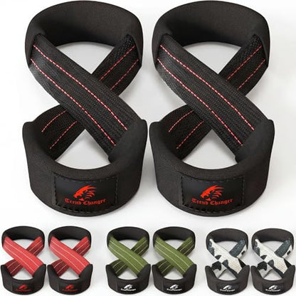 Figure 8 Lifting Strap Padded Deadlift Straps Heavy Duty Weight Lifting Straps Strongman Axle Bar Straps Weightlifting Wrist Wraps - color: Black/Red, size: Small ( Upto 6.0'' Wrist Circumference )