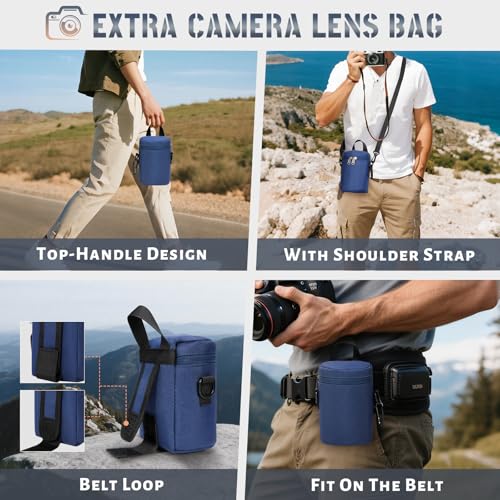 RAINSMORE Camera Backpack Hard Shell for DSLR/SLR Waterproof Camera Bag with Laptop Compartment 15.6 Inch Professional Camera Case with Rain Cover Photography Backpack Bag with Camera Lens Case Blue - color: Blue