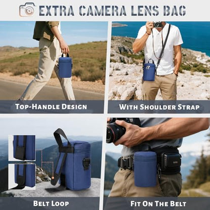 RAINSMORE Camera Backpack Hard Shell for DSLR/SLR Waterproof Camera Bag with Laptop Compartment 15.6 Inch Professional Camera Case with Rain Cover Photography Backpack Bag with Camera Lens Case Blue - color: Blue