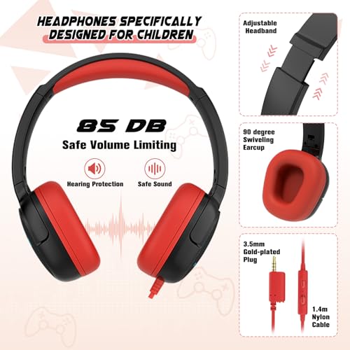 Bevalsa Backpack for School Boys,Cool Luminous Gamer Boys Backpacks with Wired Headphones Lunch Box Pencil Case,Kids Schoolbag for Teens Kindergarten Elementary School(Red Backpack with Headphones) - color: Red, style: Backpack With Headphones