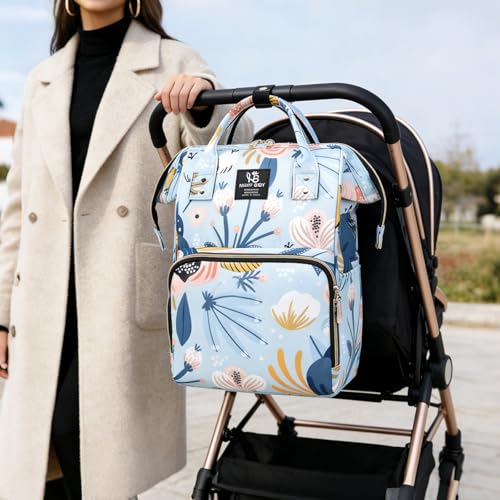 Baby Diaper Backpack Large Diaper Bag for Moms Dads with Insulated Pockets,Waterproof Multi Function Travel Diaper Bag Backpack for Boys, Girls (Cloud Blue) - color: Cloud Blue