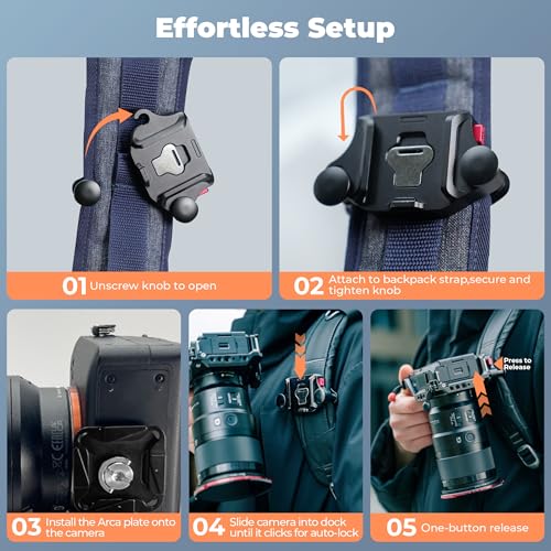 Freewell Backpack Quick Release Clamp – Universal Mount for DSLR, Mirrorless Cameras, and 1/4" Screw Devices – Lightweight, Durable Clip for Outdoor Photography - style: Backpack Quick Release Clamp