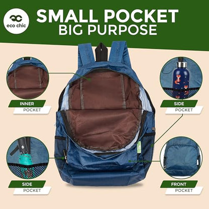 ECO CHIC Hiking Lightweight Packable Backpack - Foldable Daypack for Travel & Hiking & Outdoor Adventures - Waterproof Backpack from Recycled Materials (Woodland Olive) - color: Woodland Olive