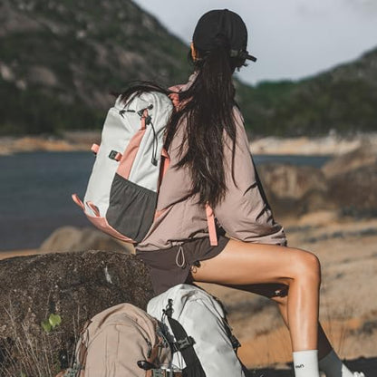 Small Hiking Backpack with Chest Strap for Women, 20L Lightweight Waterproof Travel Backpack with Padded Straps, Durable Cute Casual Hiking Daypack for Traveling Camping, Pink - color: White+pink