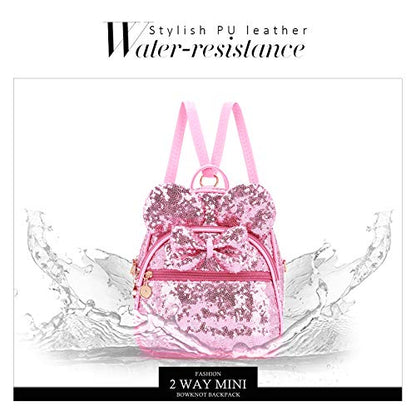 KL928 Girls Mini Backpack Bowknot Polka Dot Cute Small Daypacks Convertible Shoulder Bag Purse for Women - color: Pink