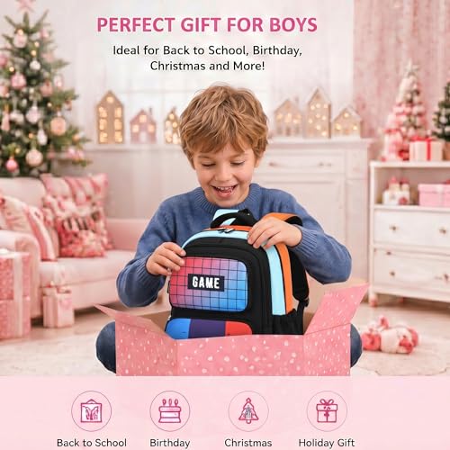 3PCS Kids Backpack Set, School Backpack with Lunch Bag & Pencil Case, Lightweight Waterproof Bookbag for Kids (Game Console) - color: Game Console
