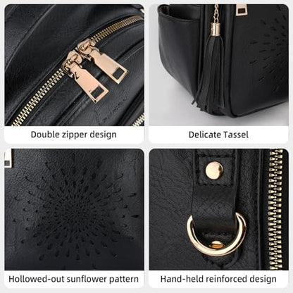 APHISON Small Backpack Purse for Women Cute PU Leather Mini Backpacks Ladies Casual Lightweight Travel Daypack Waterproof - color: 6-black, size: Small