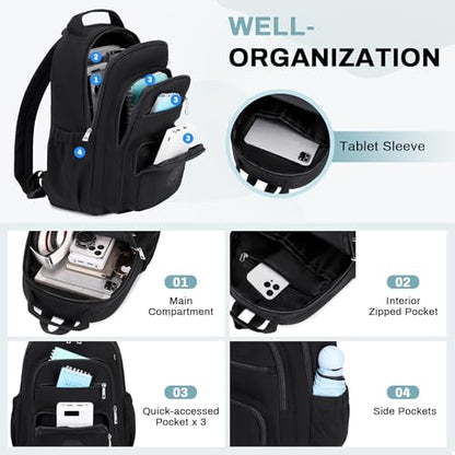 Sisipoet Mini Backpack for Women, 2pcs Small Backpack for Ladies Bookbag Purse for Women with Handy Wallet and Luggage Strap, Black - color: Black