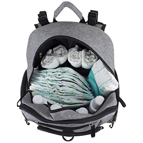 BODHI Baby Portable Diaper Changing Pad Diaper Changer Travel Bag, Changing Mat, Baby Changing Station, Infant Gift, Medium Gray Chambray - color: Medium Gray Chambray