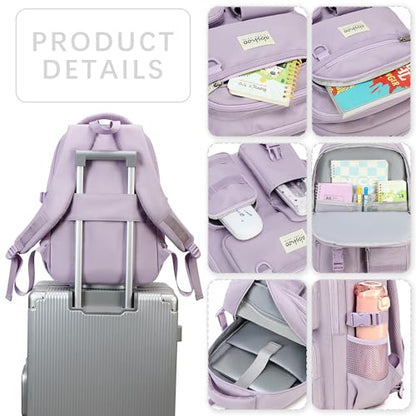 abshoo Large Heavy Duty Backpack For School College Bookbag Casual Multi Pocket Travel Backpacks - color: Light Purple