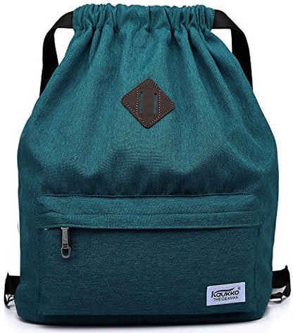 KAUKKO Drawstring Sports Backpack Gym Yoga Bag Shoulder Rucksack for Men and Women(1031-ARMY GREEN) - color: Blue