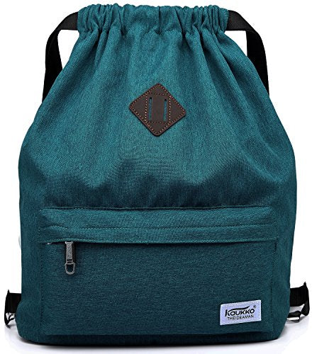 KAUKKO Drawstring Sports Backpack Gym Yoga Bag Shoulder Rucksack for Men and Women(1031-ARMY GREEN) - color: Blue