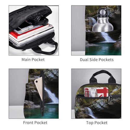 Travel Backpack for Women Men Clear Small Waterfall Daypack 15 inch Lightweight Computer Bag Casual Back Pack - color: Clear Small Waterfall
