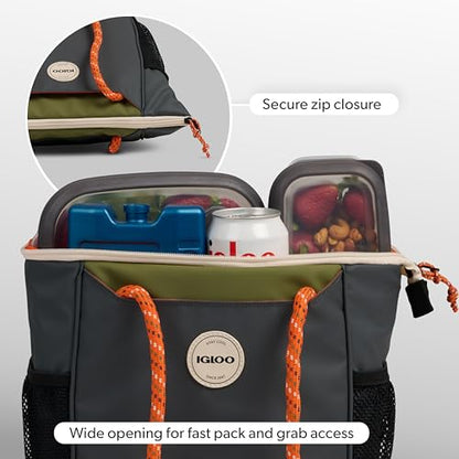 Igloo Soft Cooler Bag | Summit Series | Insulated Cooler Tote | Backpack Cooler - color: Tactical Gray 9 Can