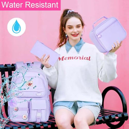 CCJPX Girls Backpack, 16 inch School Laptop Bag College Bookbag, Anti Theft Daypack for Teens Girls Students Women - color: Purple