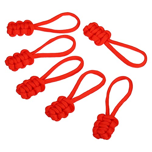 PATIKIL Zipper Pulls Replacement, 6 Pack Extension Cord Handle Fix Pull Tab Extender Fixer Slider Head Repair Kit for Luggage Backpack Jacket, Red - color: Red