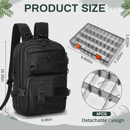 Fishing Tackle Backpack with Rod Holders and 4 Tackle Boxes Large Storage Fishing Bags Water Resistant Tackle Bag for Camping Hiking Travel Gear and Equipment(Black,Shoulder Bag) - color: Black
