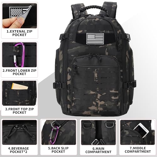 30L Hiking Backpack Lightweight Outdoor Daypack Camping Backpack Outdoor Travel Daypack Day Pack for Man Woman (Black Camo) - color: Black Camo