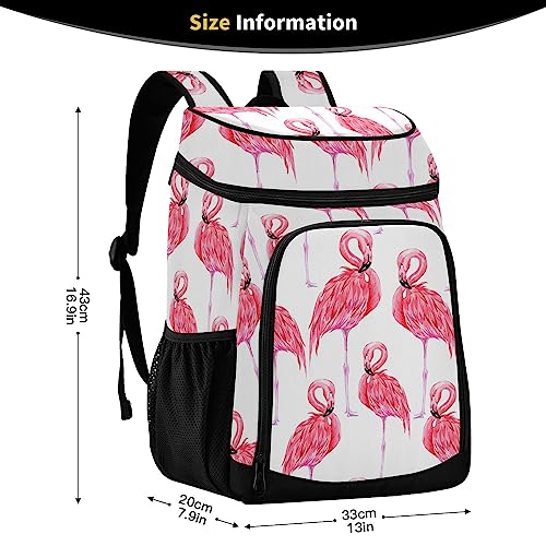 Pink Flamingo Cooler Backpack 36 Cans Insulated Backpack Cooler Leak Proof Cooler Bag Lightweight Backpack for Lunch Camping Picnic Beach