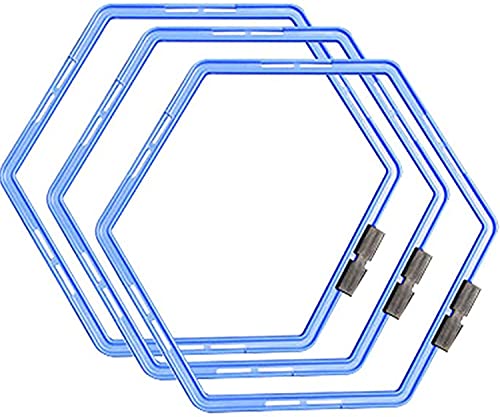 Hexagon Agility Ring Training Circle Ring Speed Agility Ladder Physical Training Ring Football Footwork Trainer Hurdles Agility Ladder Fitness Equipment Multicolor Training Ring 3Pcs - color: blue