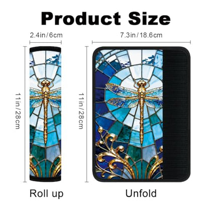2Pcs Soft Auto Seat Belt Cover Pads, Blue Dragonfly Car Seatbelt Shoulder Cushion for Comfortable Driving, Compatible with All Cars' Seatbelt and Backpack Straps 11x2.4inch - color: Dragonfly
