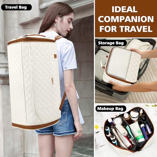 Convertible Garment Bags for Travel - Carry on Garment Duffle Bag with Backpack Straps for Men Women, 4 in 1 Large Travel Duffel Bags with Shoes Compartment Hanging Suit Dress Weekender Bag 3pcs Set - color: B-Off White