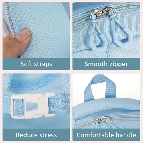 MCWTH Checkered Backpack for Teen Girls, Kawaii Cute Kids Elementary Student School Backpacks (Bow Blue) - color: Checkered Blue